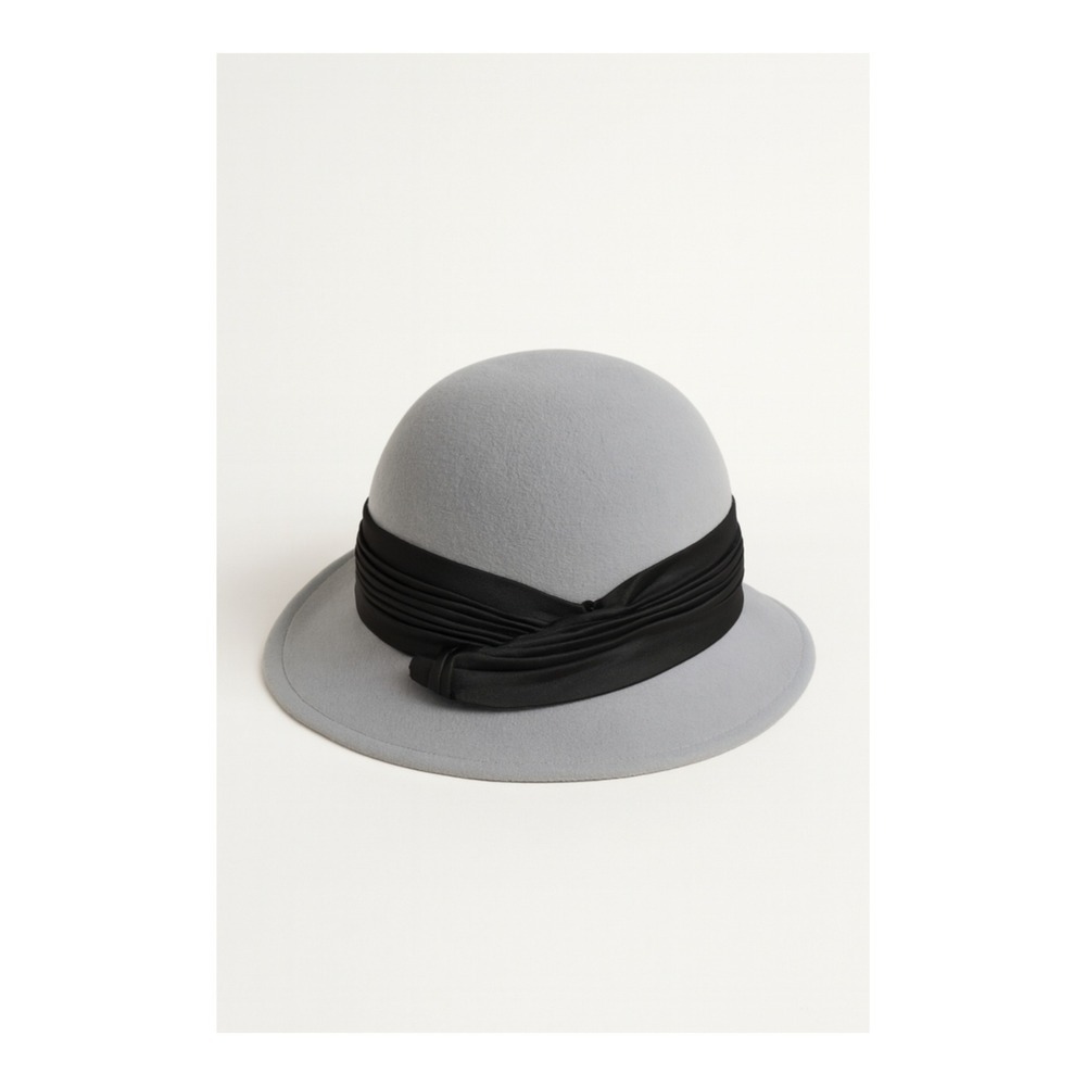 Lancaster Grey Wool Cloche Hat Vintage Retro Minimalist Old Money Quiet Luxury